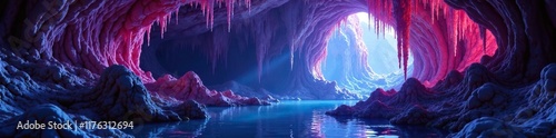 Enchanting stalactite formations hang like icicles, sparkling, stalactite photo