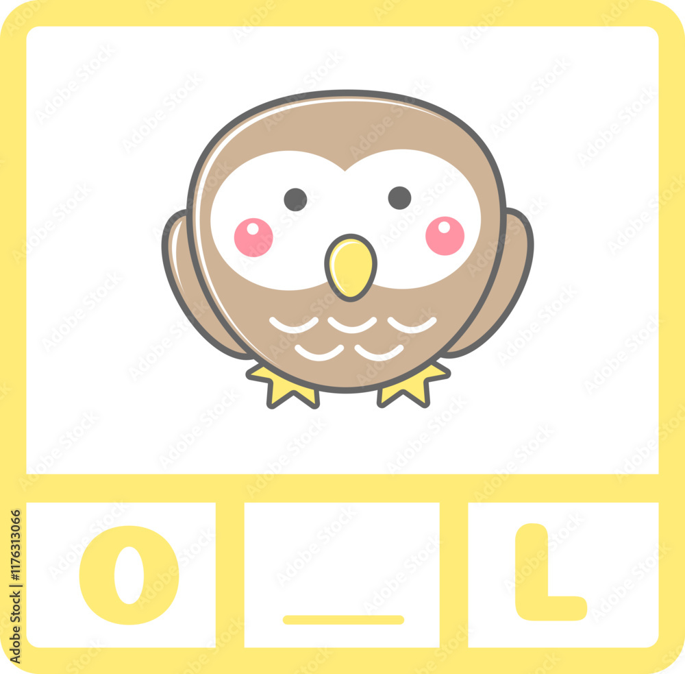 Spelling out word activity card, Owl animal
Spelling out word activity card, Owl animal