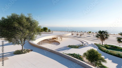 Wallpaper Mural Tranquil Tropical Beach Oasis with Luxurious Deck Chairs and Umbrellas Torontodigital.ca