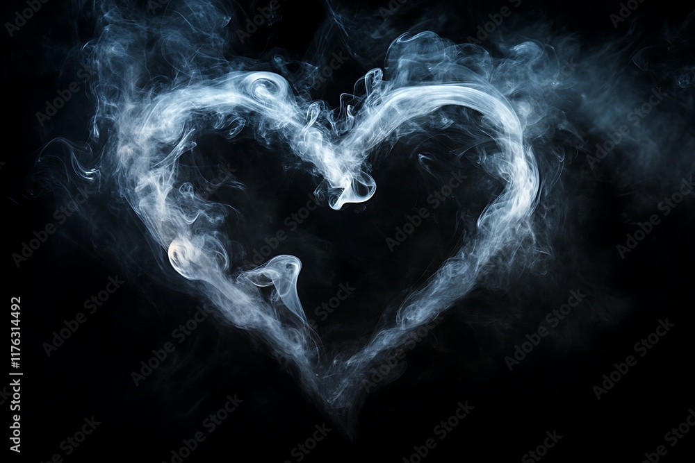 Heart Shape Made of Smoke on Black Background – Romantic Abstract Concept for Love, Passion, Mystery, Loss, or Vapor Effect Themes in Creative Art, Valentine's Day, or Emotional Design Heart Shape Made of Smoke on Black Background – Romantic Abstract Concept for Love, Passion, Mystery, Loss, or Vapor Effect Themes in Creative Art, Valentine's Day, or Emotional Design