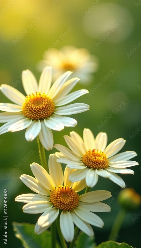 Fototapeta premium Radiant yellow and creamy white colors blend in harmony with delicate daisy blooms, daisies, pastel