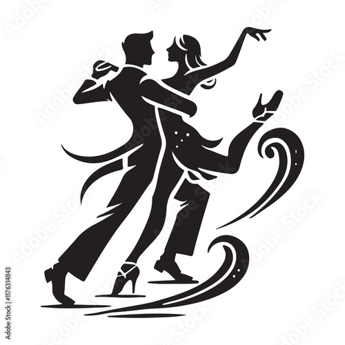 Quickstep Silhouette Vector Illustration, Solid White Background.