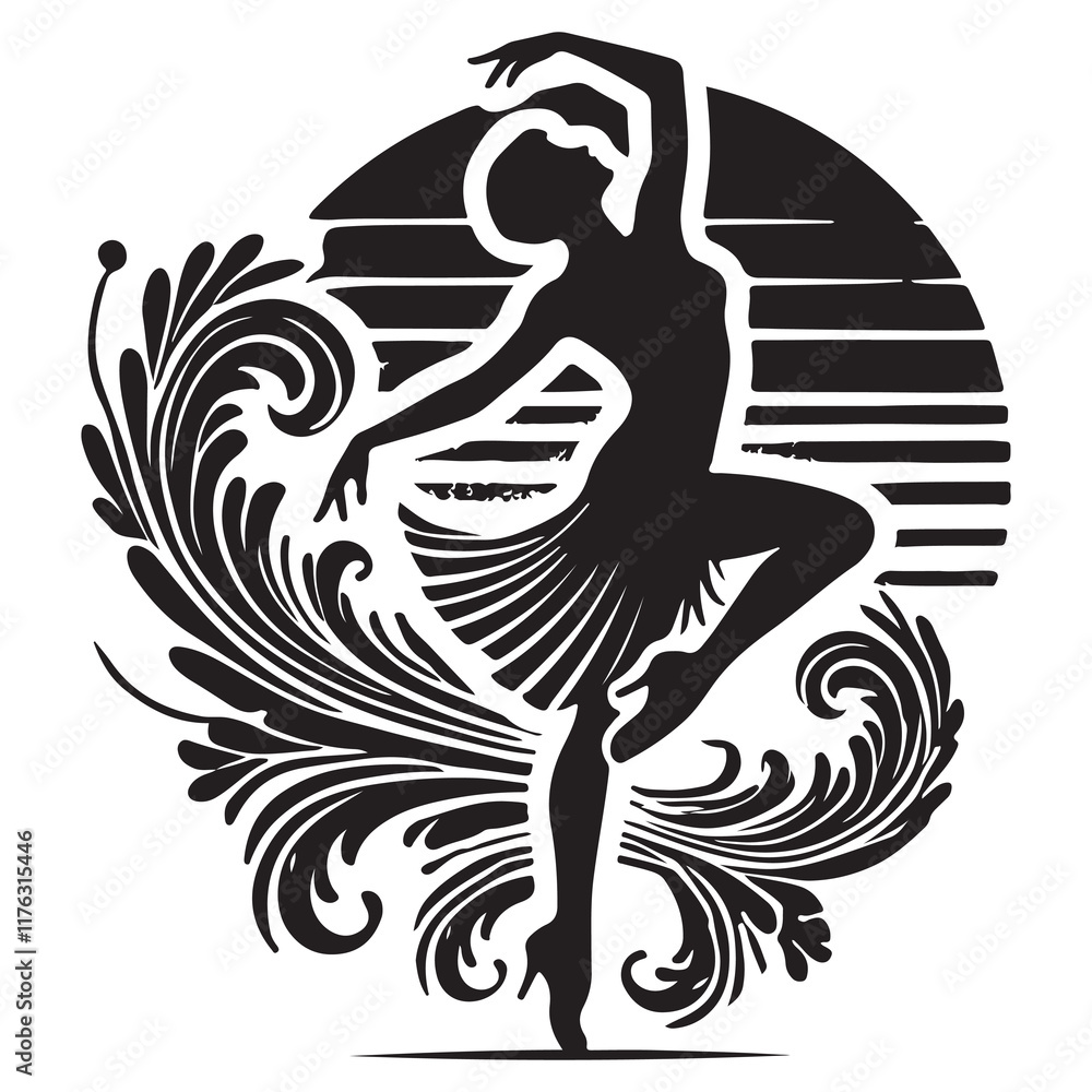 Quickstep Silhouette Vector Illustration, Solid White Background. Quickstep Silhouette Vector Illustration, Solid White Background.