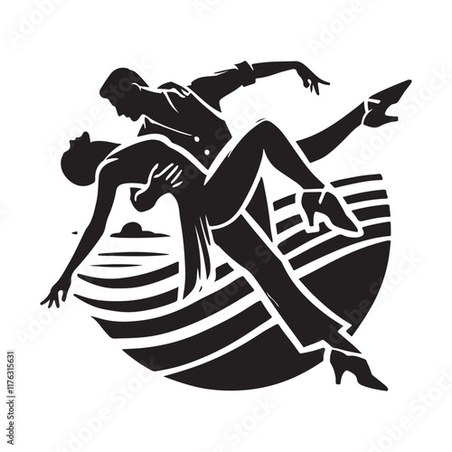 Quickstep Silhouette Vector Illustration, Solid White Background.