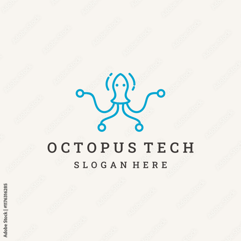 vector illustration of octopus tech logo design. vector illustration of octopus tech logo design.