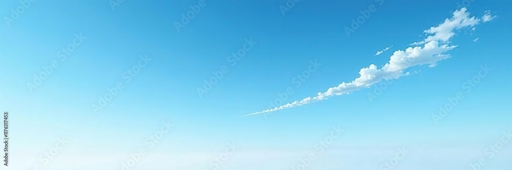 Wide expanse of blue sky with a trail of cirrus clouds in the distance, gentle, soft Wide expanse of blue sky with a trail of cirrus clouds in the distance, gentle, soft