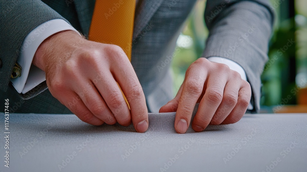 Fototapeta premium Focused Businessman Performing Desk Work in Corporate Office Environment