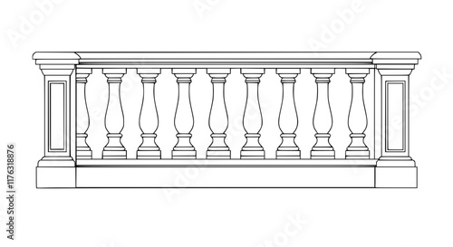 2D Concrete Balustrade Design Drawing