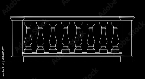 2D Concrete Balustrade Design Drawing
