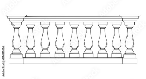 2D Concrete Balustrade Design Drawing