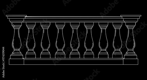 2D Concrete Balustrade Design Drawing