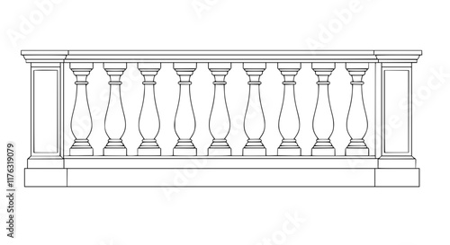 2D Concrete Balustrade Design Drawing