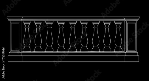 2D Concrete Balustrade Design Drawing