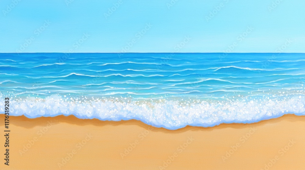 Serene Tropical Beach Landscape with Crashing Waves Sunny Skies and Golden Sands Serene Tropical Beach Landscape with Crashing Waves Sunny Skies and Golden Sands