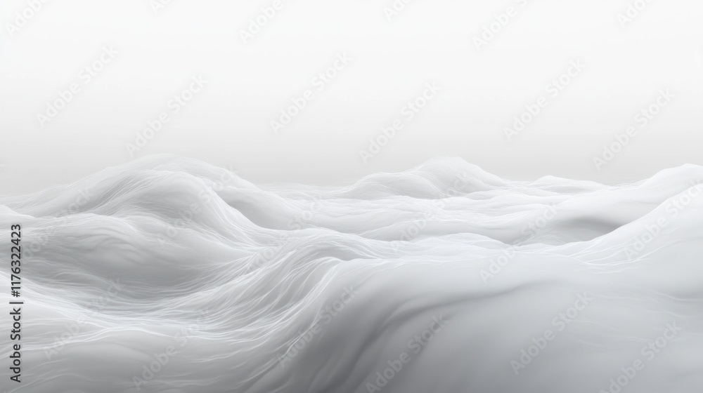 Obraz premium Abstract grayscale landscape with soft, flowing hills and valleys.