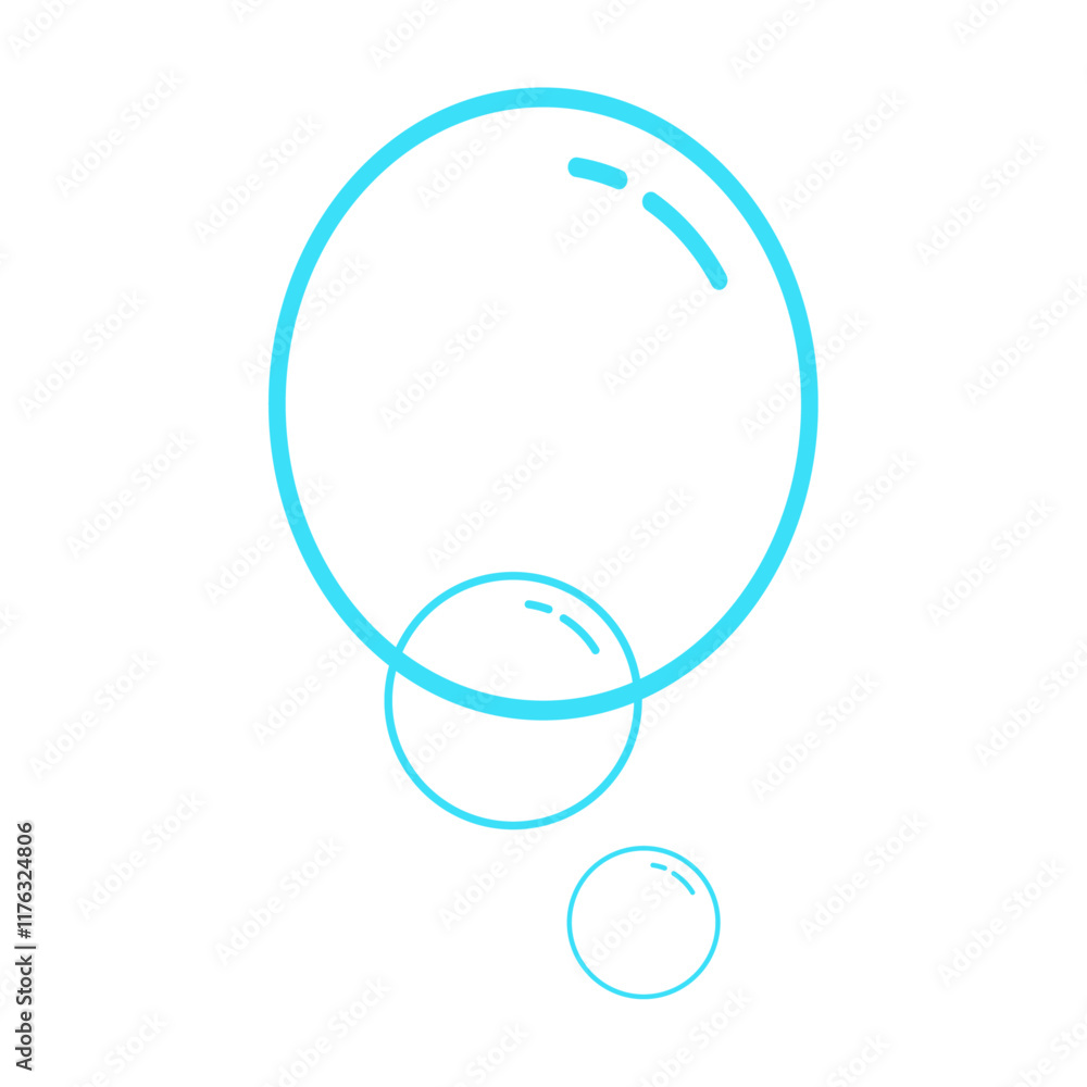Obraz premium Hand drawn doodle of soap bubbles and foam in the air, Fizzy, soap foam, bath or soda. Icons for water and soda. Flat isolated on white background vector illustration