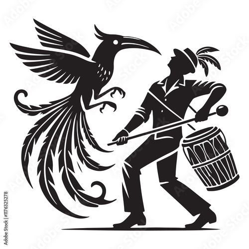 Rumba Silhouette Vector Illustration, Solid White Background.