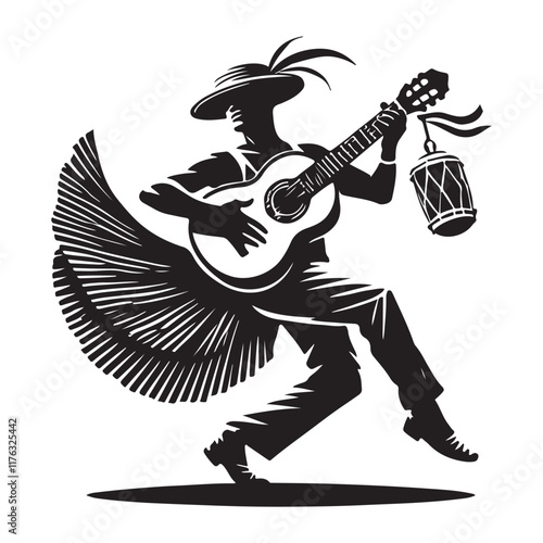 Rumba Silhouette Vector Illustration, Solid White Background.