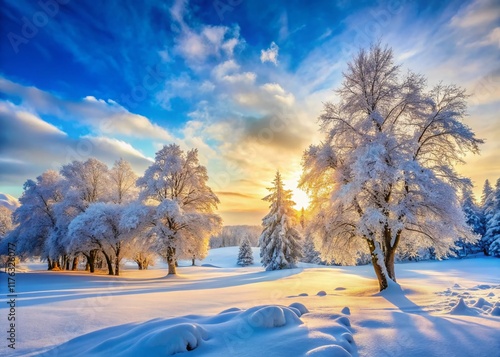 Wallpaper Mural Snowy Winter Wonderland Landscape: Serene Forest Scene, Cold, Fresh Air, White Ground, Blue Sky Torontodigital.ca