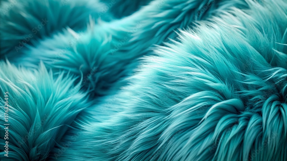 Obraz premium Soft Teal Faux Fur Texture Background - Fluffy, Luxurious Fabric for Design