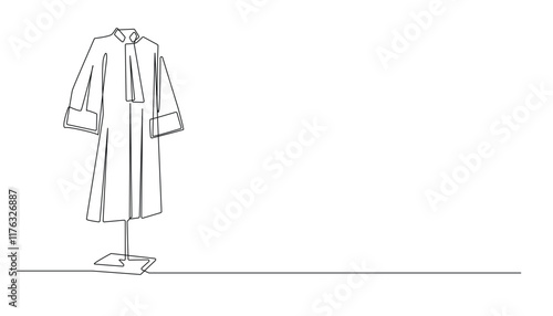 continuous line drawing of judge's uniform. one line drawing of a judge's clothes displayed on a mannequin.isolated white background