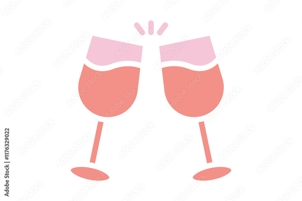 Cheers icon. solid icon style. icon related to party. valentine day elements vector illustration Cheers icon. solid icon style. icon related to party. valentine day elements vector illustration