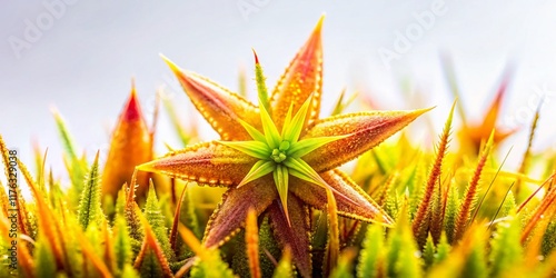 Star Grass on White: Minimalist Botanical Photography with Copy Space photo