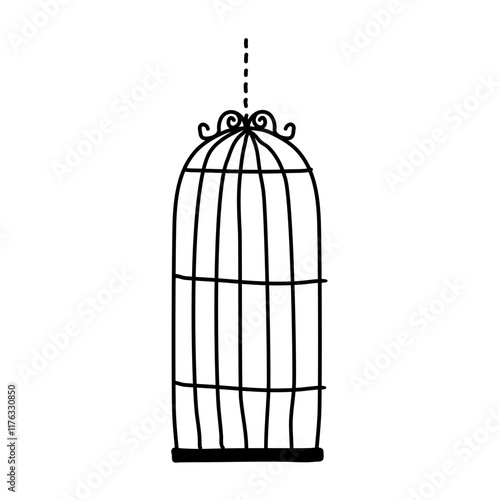 Retro metal birdcage illustration