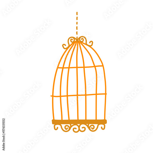 Retro metal birdcage illustration