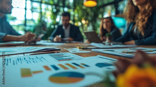 Wallpaper Mural Diverse Business Team Meeting with Charts and Data on Table Torontodigital.ca