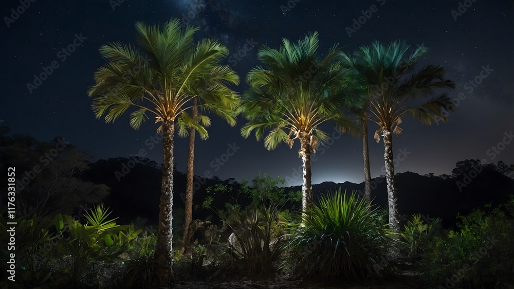 Cyrtostachys Renda Palms Under the Moonlight: A Starry Night in the Tropics Cyrtostachys Renda Palms Under the Moonlight: A Starry Night in the Tropics