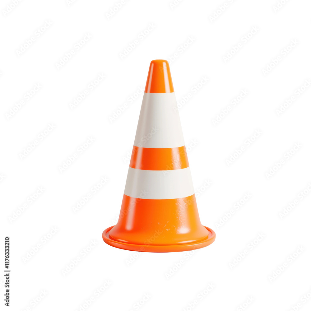 Bright Orange Traffic Cone on a White Background Bright Orange Traffic Cone on a White Background