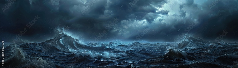 Fototapeta premium A dramatic rendering of a powerful tiger stalking through a lush