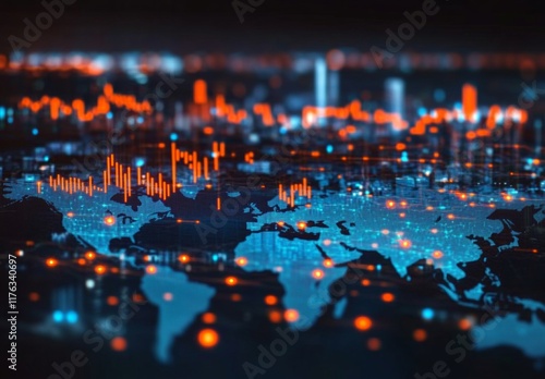 A computer generated image of the world with a bright orange background