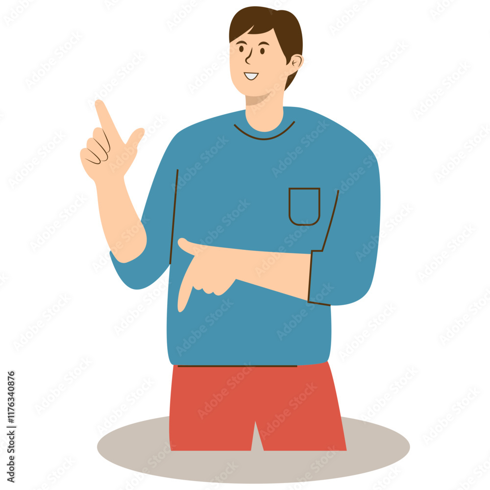 Young People Pointing Illustration with Cartoon Design Style. Isolated Vector Character Young People Pointing Illustration with Cartoon Design Style. Isolated Vector Character