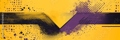 A purple background with yellow lines and dots