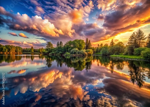 Surreal Sunset over Christie Lake, Hamilton Ontario, Canada photo