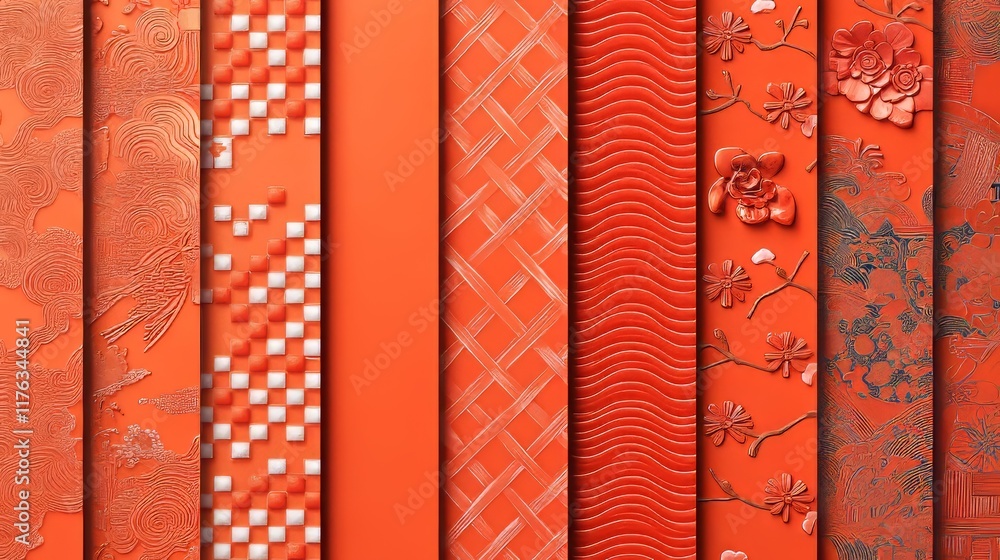 A vibrant collection of textured orange patterns in various designs. A vibrant collection of textured orange patterns in various designs.