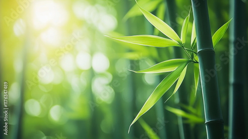 Close-up of bamboo forest, centered composition, natural artistic conception