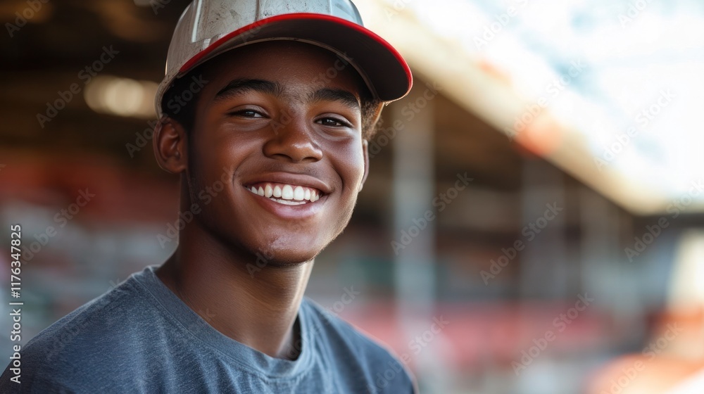 Cheerful and confident young African man with a warm friendly smile in an urban outdoor setting His positive expression and casual attire convey a lifestyle of enthusiasm and joy Cheerful and confident young African man with a warm friendly smile in an urban outdoor setting His positive expression and casual attire convey a lifestyle of enthusiasm and joy