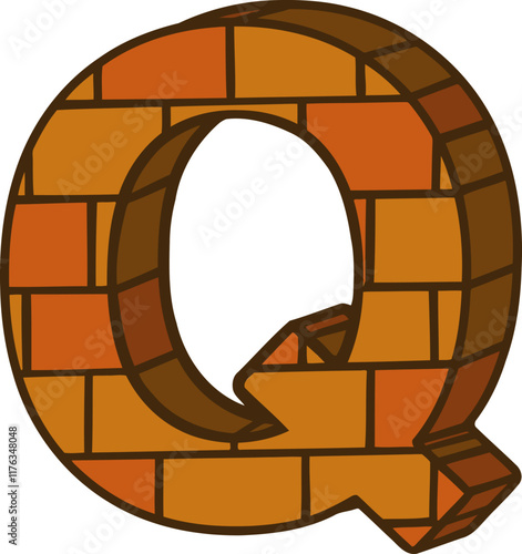 Brick Letter Alphabet Vector Element Q