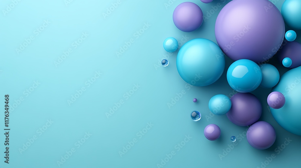 Blue and Purple Spheres on a Light Blue Background Blue and Purple Spheres on a Light Blue Background