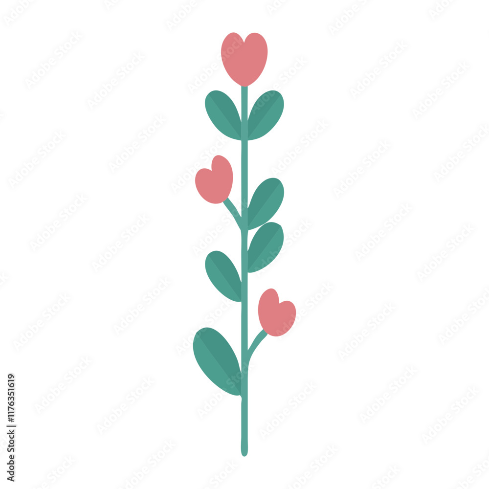 Cute Flower with branches illustration Cute Flower with branches illustration