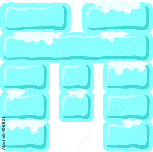 Wall Block Ice Letter Alphabet Vector Element M