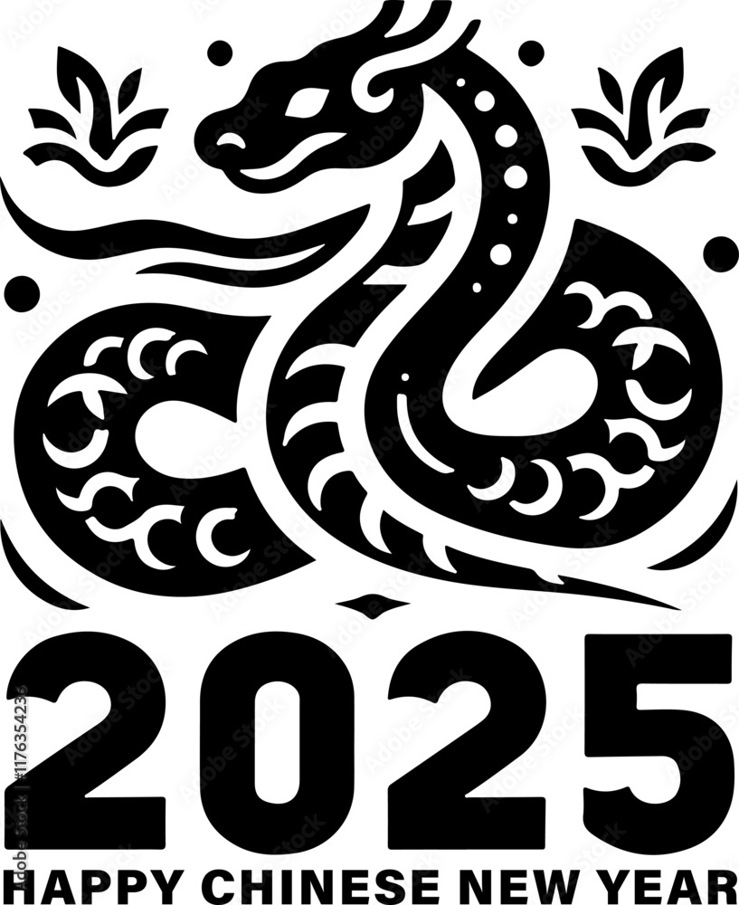 Fototapeta premium 2025 Snake symbolizes prosperity and joy for Chinese New Year celebrations