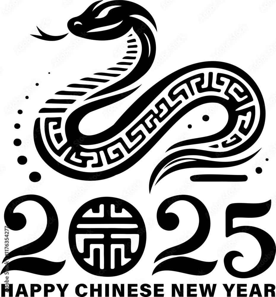 Fototapeta premium 2025 Snake symbolizes prosperity and joy for Chinese New Year celebrations