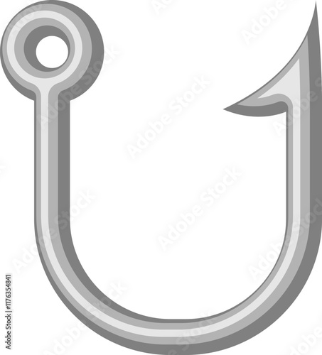Fish Hook Letter Alphabet Vector Element U