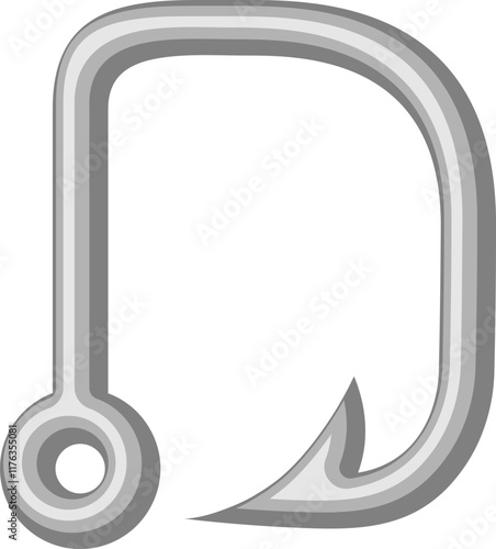 Fish Hook Letter Alphabet Vector Element D