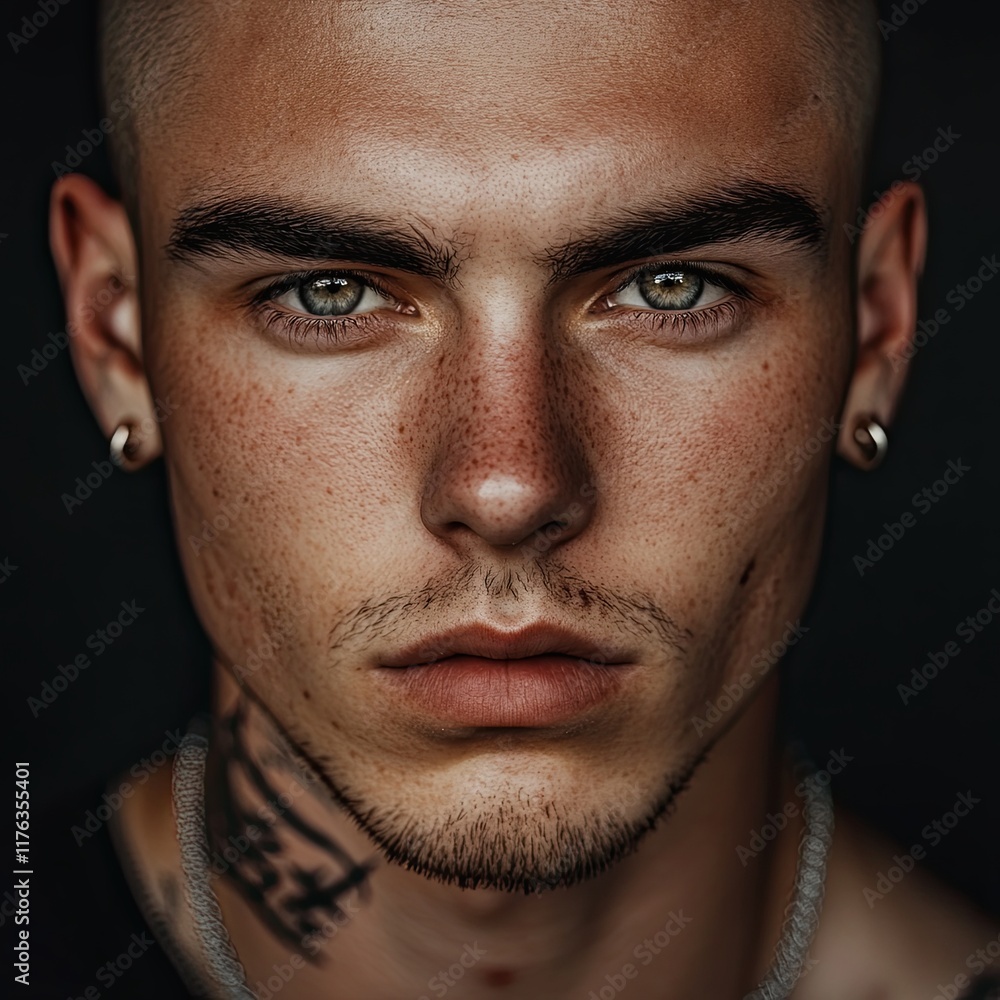 Obraz premium A man with a beard and green eyes