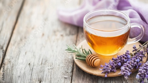 Soothing Lavender Tea in Rustic Setting for Peaceful Moment of Respite